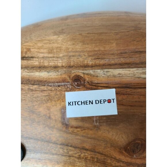 OVAL Wood Serving Dish Platter with Metal Handles Kitchen Depot Alpine Cuisine - Picture 5 of 6